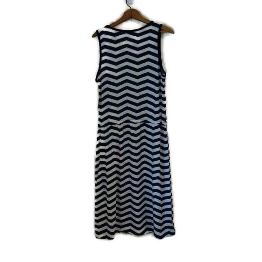 Lularoe Women's Size XL Navy White Chevron Stripe Nautical Sleeveless Dress New - Picture 7 of 9